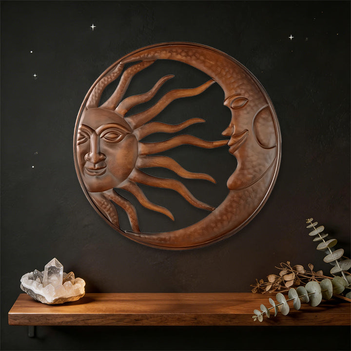 Decorazione murale in metallo Olivenorma sole e luna spirituali - Celeste boemo - image 0
