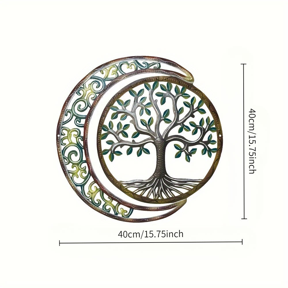 Decorazione da parete in metallo Olivenorma con albero della vita e luna crescente - image 1