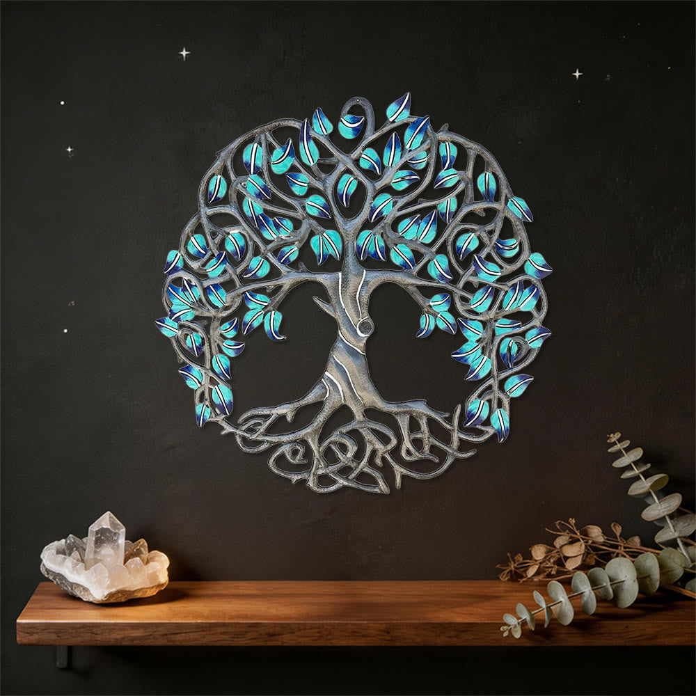 Decorazione da parete in metallo Olivenorma con albero della vita turchese - image 2