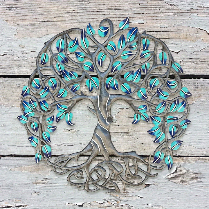 Decorazione da parete in metallo Olivenorma con albero della vita turchese - image 3