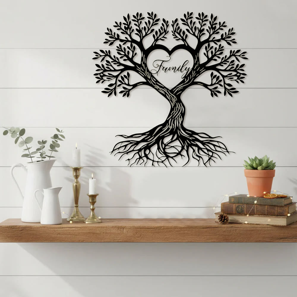 Decorazione murale in metallo con l'albero della vita della famiglia Olivenorma - image 2