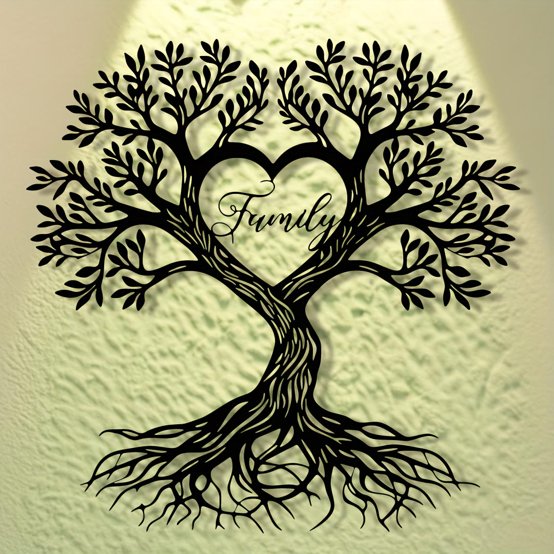 Decorazione murale in metallo con l'albero della vita della famiglia Olivenorma - image 1