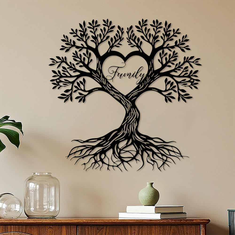 Decorazione murale in metallo con l'albero della vita della famiglia Olivenorma - image 3