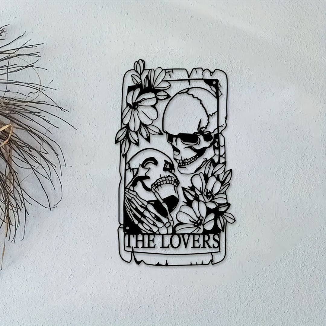 Olivenorma, decorazione murale in metallo con scheletro dei Tarocchi degli Amanti. - image 2