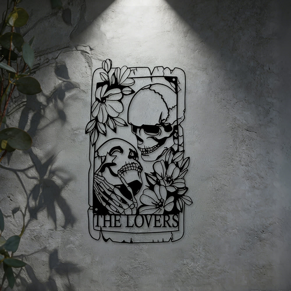 Olivenorma, decorazione murale in metallo con scheletro dei Tarocchi degli Amanti. - image 5