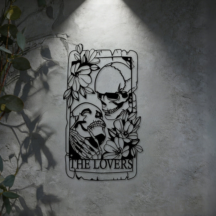 Olivenorma, decorazione murale in metallo con scheletro dei Tarocchi degli Amanti. - image 5