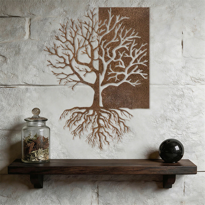 Decorazione da parete in metallo Olivenorma con albero della vita rustico diviso - image 6