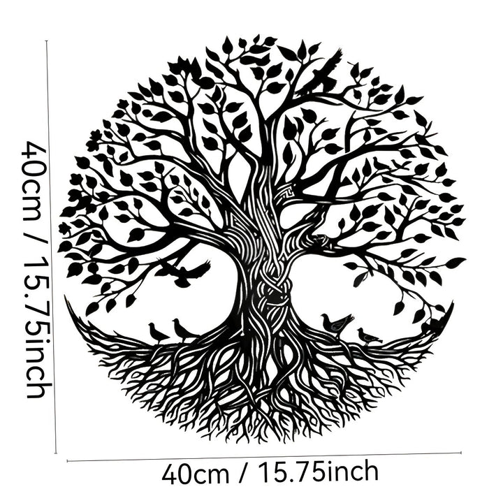 Decorazione murale circolare in metallo Olivenorma con albero della vita e uccelli - image 2