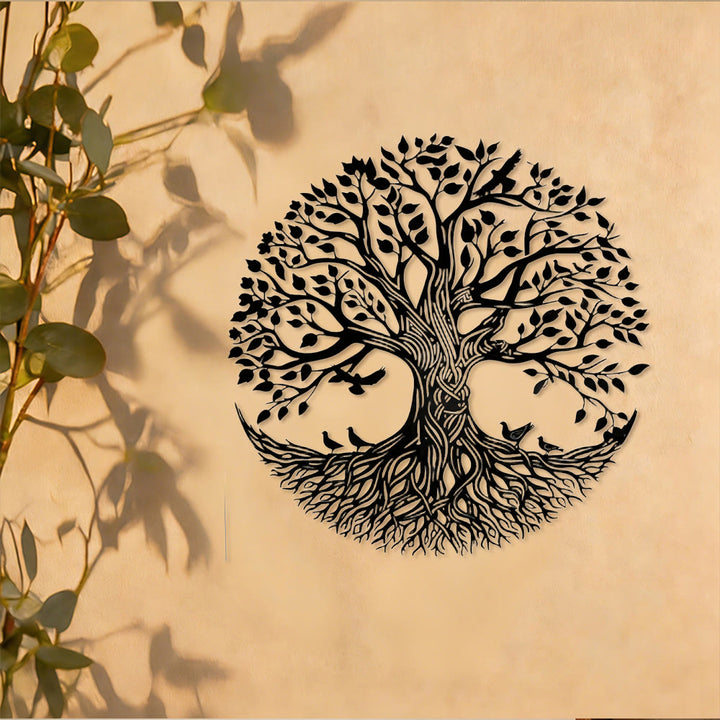 Decorazione murale circolare in metallo Olivenorma con albero della vita e uccelli - image 4