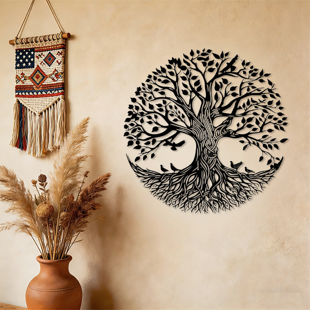 Decorazione murale circolare in metallo Olivenorma con albero della vita e uccelli - image 7
