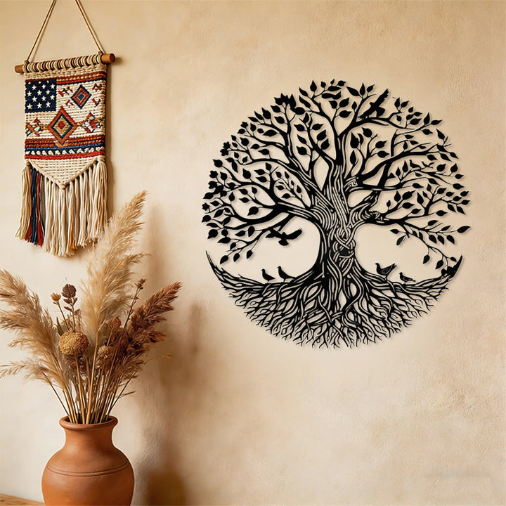 Decorazione murale circolare in metallo Olivenorma con albero della vita e uccelli - image 7