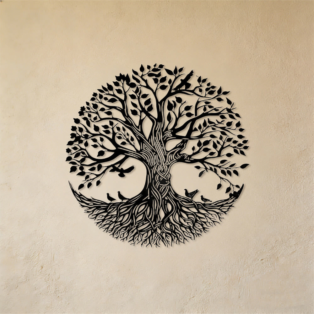 Decorazione murale circolare in metallo Olivenorma con albero della vita e uccelli - image 6