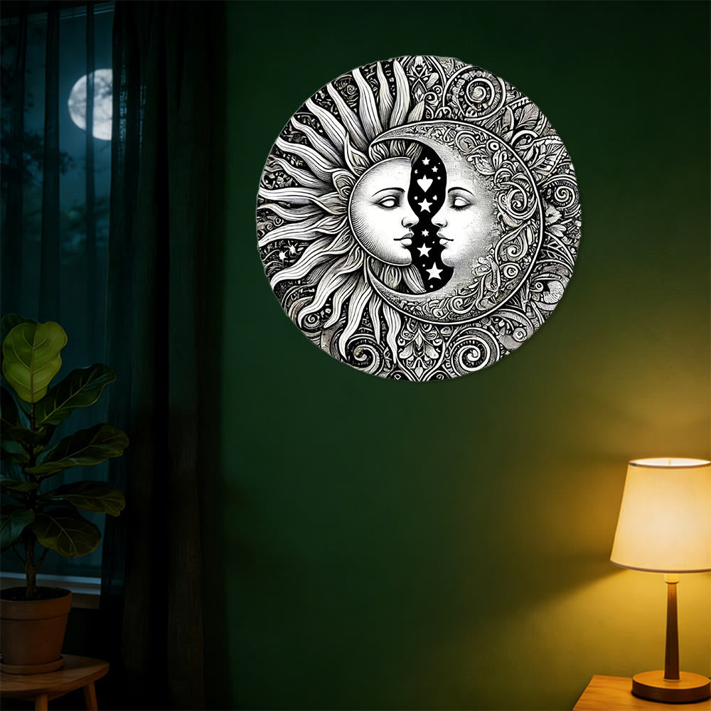 Decorazione murale in metallo Olivenorma con mandala celeste di sole e luna - image 1