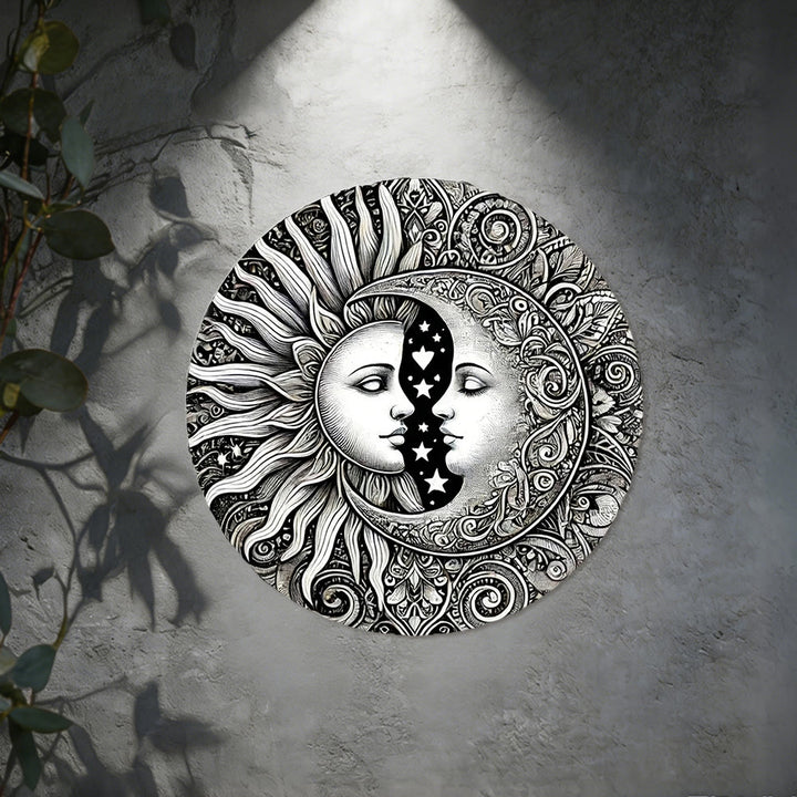 Decorazione murale in metallo Olivenorma con mandala celeste di sole e luna - image 3