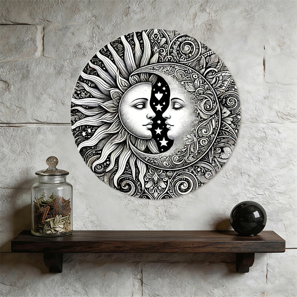 Decorazione murale in metallo Olivenorma con mandala celeste di sole e luna - image 4