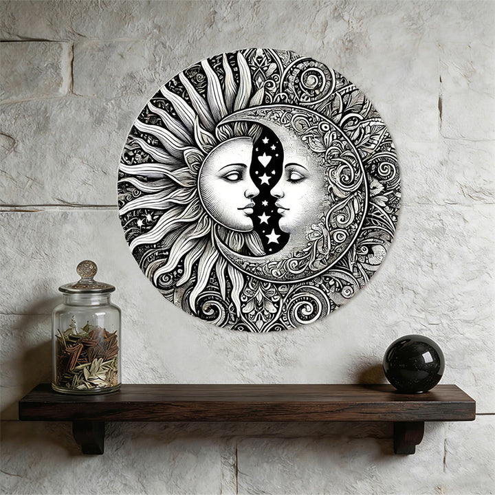 Decorazione murale in metallo Olivenorma con mandala celeste di sole e luna - image 4
