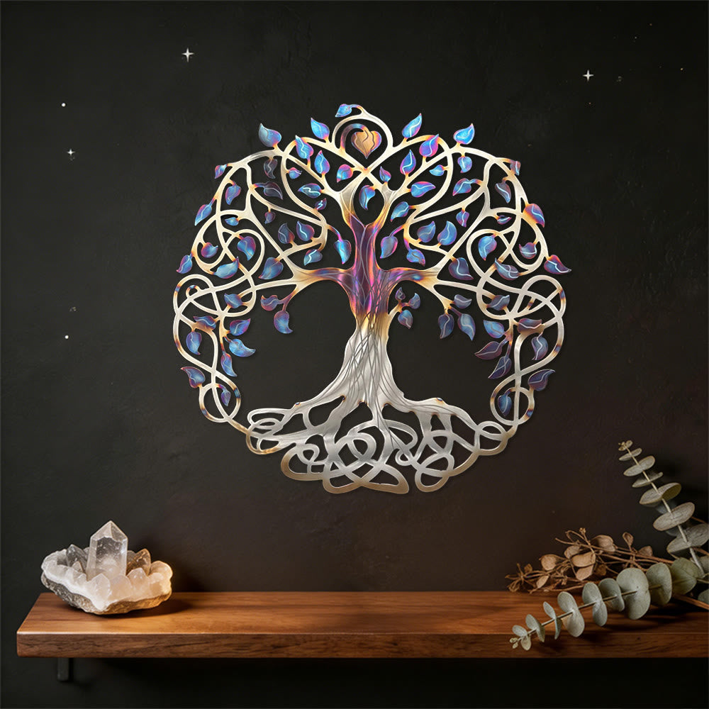 Decorazione da parete in metallo Olivenorma con albero della vita celtico iridescente - image 2
