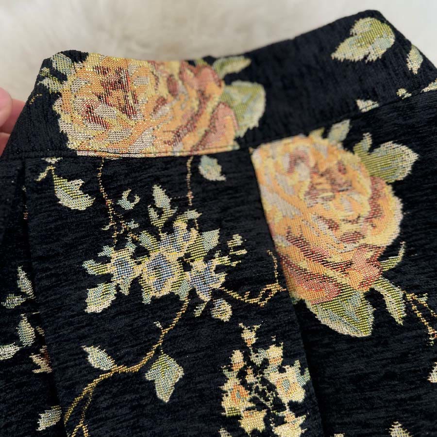 Abito lungo da donna Olivenorma con stampa floreale e uccelli in stile bohémien, vita alta e pieghe. - image 12