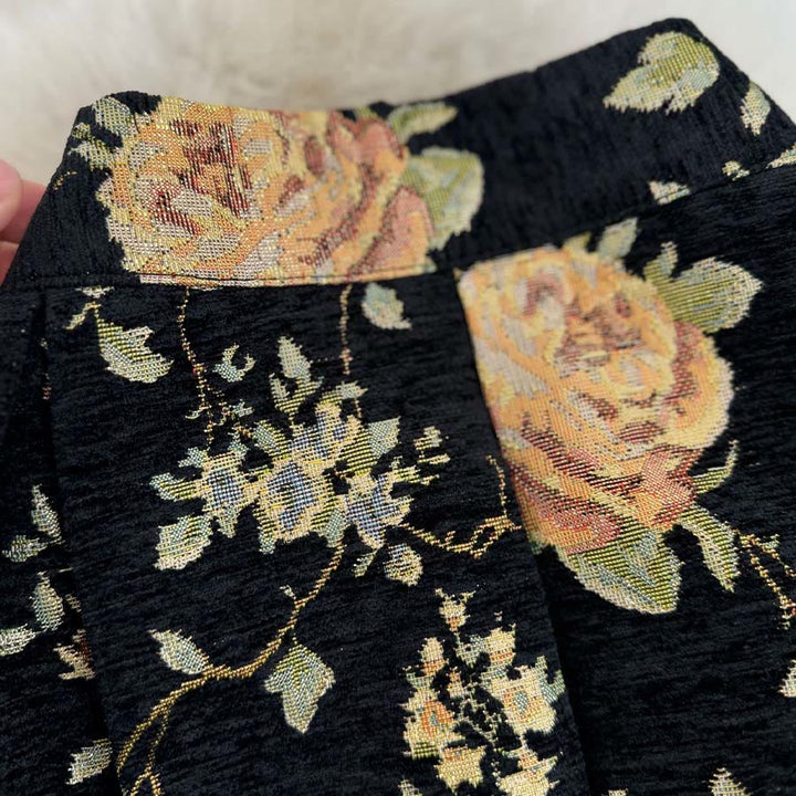 Abito lungo da donna Olivenorma con stampa floreale e uccelli in stile bohémien, vita alta e pieghe. - image 12