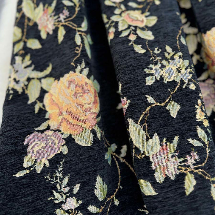 Abito lungo da donna Olivenorma con stampa floreale e uccelli in stile bohémien, vita alta e pieghe. - image 11