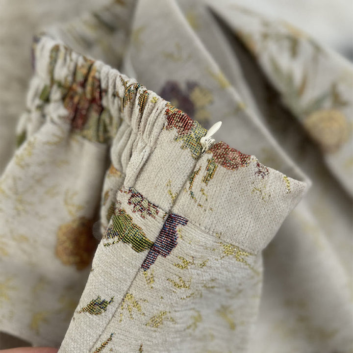 Abito lungo da donna Olivenorma con stampa floreale e uccelli in stile bohémien, vita alta e pieghe. - image 8