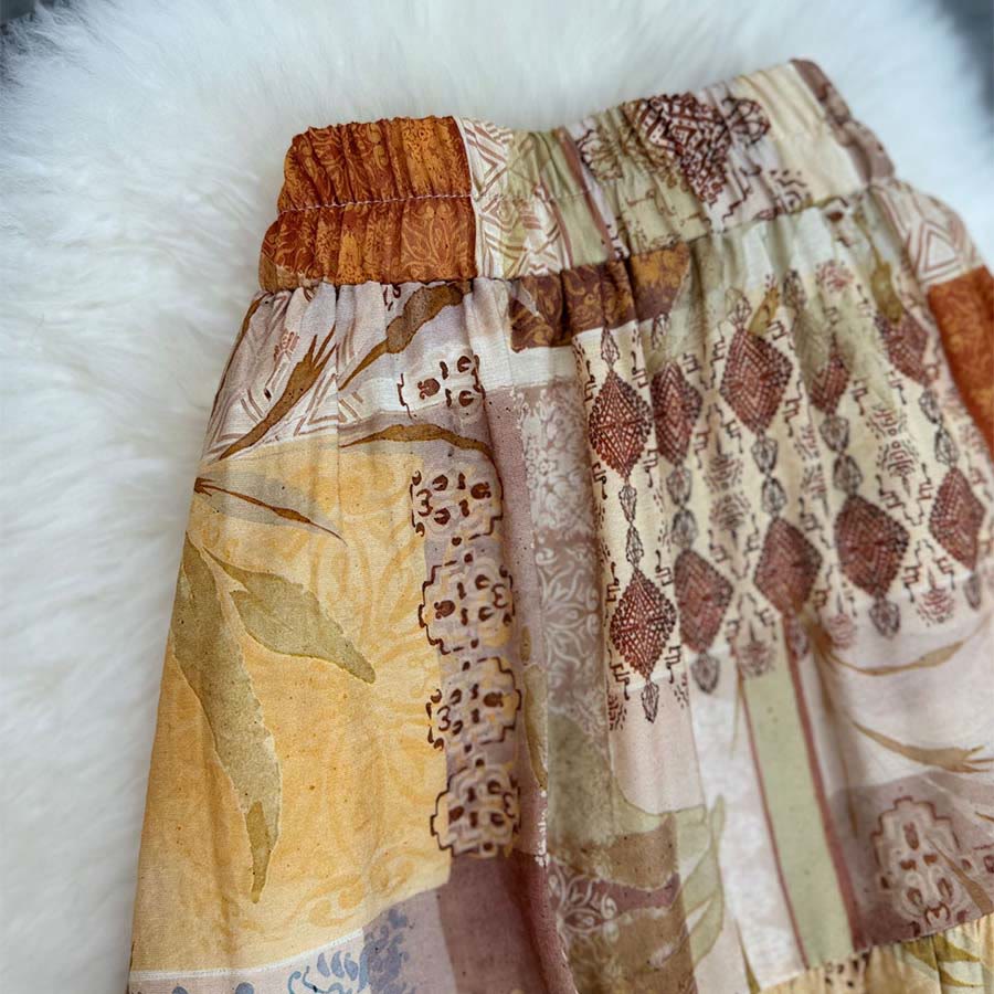 Abito lungo da donna Olivenorma Boho Patchwork a vita alta - image 4