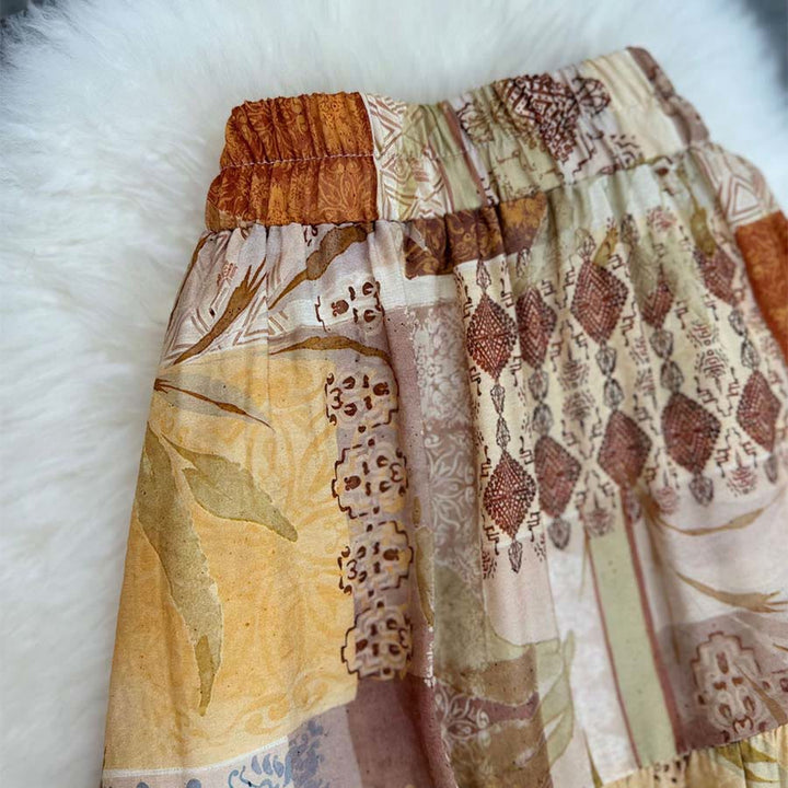 Abito lungo da donna Olivenorma Boho Patchwork a vita alta - image 4