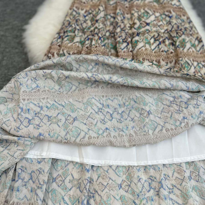 Abito lungo da donna Olivenorma Boho Patchwork a vita alta - image 19