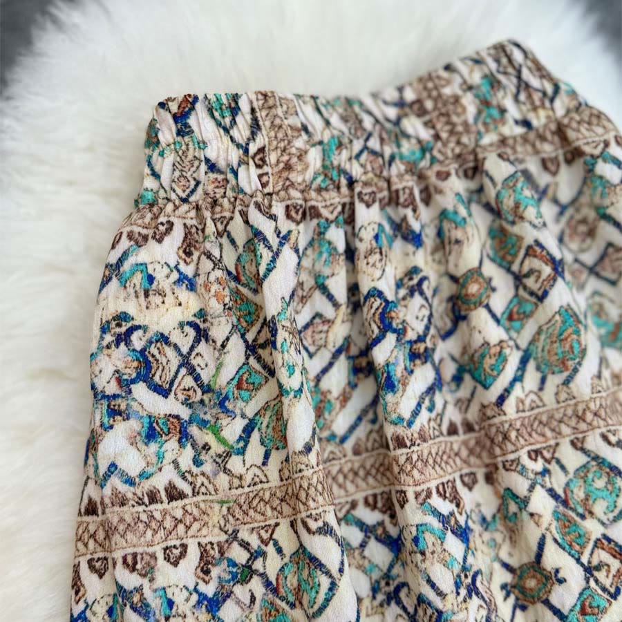 Abito lungo da donna Olivenorma Boho Patchwork a vita alta - image 28