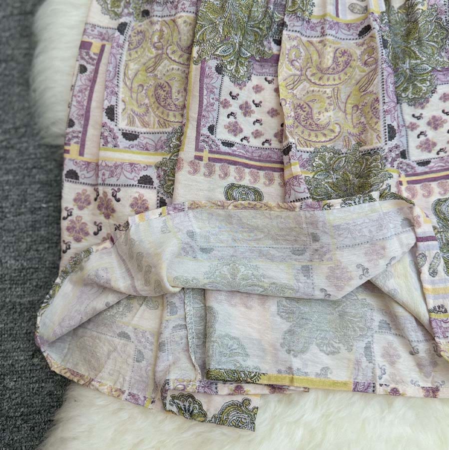 Abito lungo da donna Olivenorma Boho Patchwork a vita alta - image 16