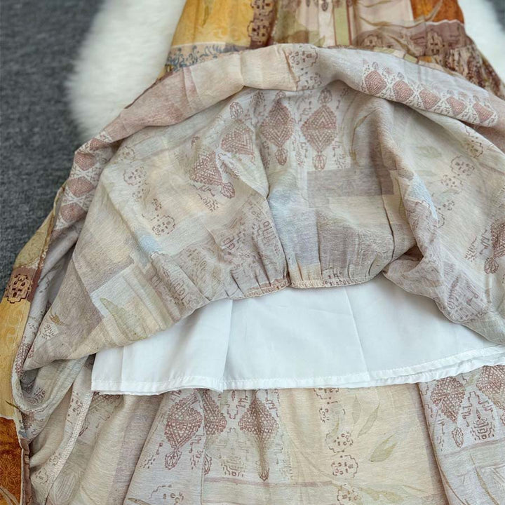 Abito lungo da donna Olivenorma Boho Patchwork a vita alta - image 6