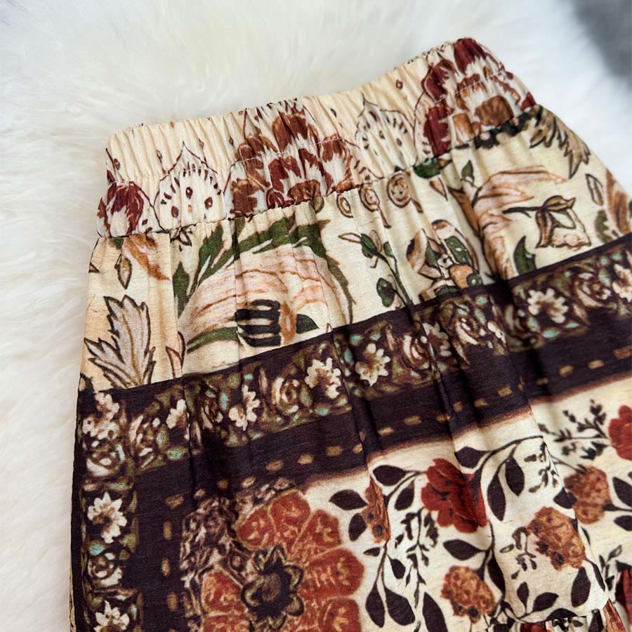 Abito lungo da donna Olivenorma Boho Patchwork a vita alta - image 14