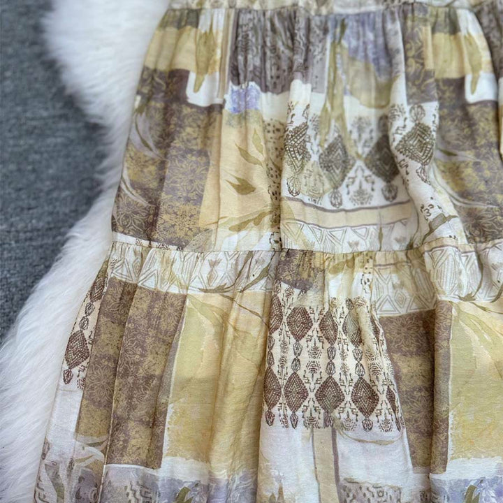 Abito lungo da donna Olivenorma Boho Patchwork a vita alta - image 11