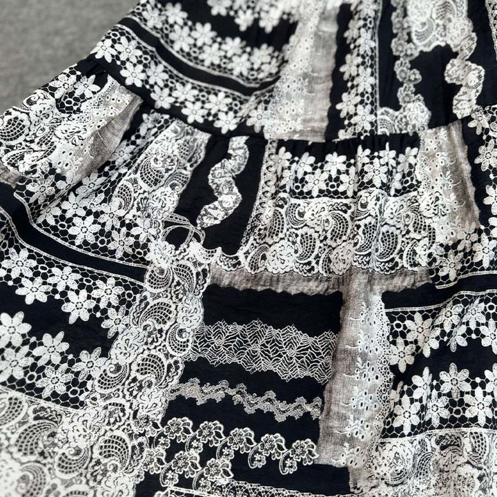 Abito lungo da donna Olivenorma Boho Patchwork a vita alta - image 21