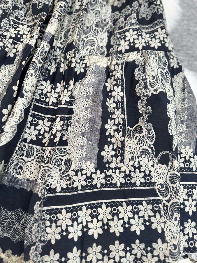Abito lungo da donna Olivenorma Boho Patchwork a vita alta - image 25