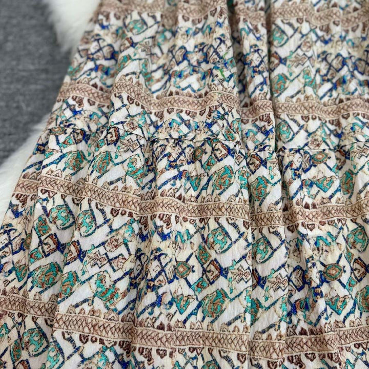 Abito lungo da donna Olivenorma Boho Patchwork a vita alta - image 27