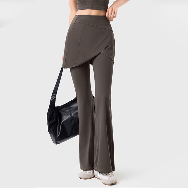 Pantaloni lunghi da donna Olivenorma Yoga a vita alta con gonna svasata. - image 6