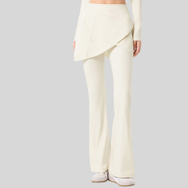 Pantaloni lunghi da donna Olivenorma Yoga a vita alta con gonna svasata. - Latte di cocco bianco - XL - image 13
