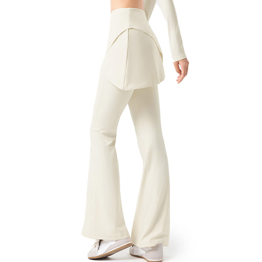 Pantaloni lunghi da donna Olivenorma Yoga a vita alta con gonna svasata. - image 14