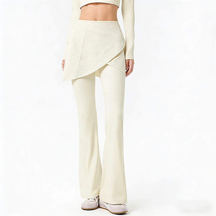 Pantaloni lunghi da donna Olivenorma Yoga a vita alta con gonna svasata. - image 17