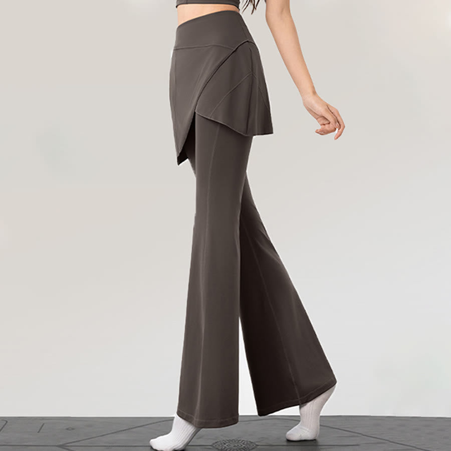 Pantaloni lunghi da donna Olivenorma Yoga a vita alta con gonna svasata. - image 8