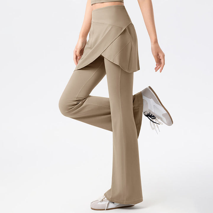 Pantaloni lunghi da donna Olivenorma Yoga a vita alta con gonna svasata. - image 12