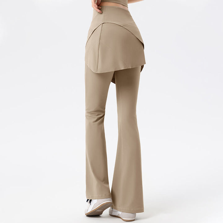 Pantaloni lunghi da donna Olivenorma Yoga a vita alta con gonna svasata. - image 10