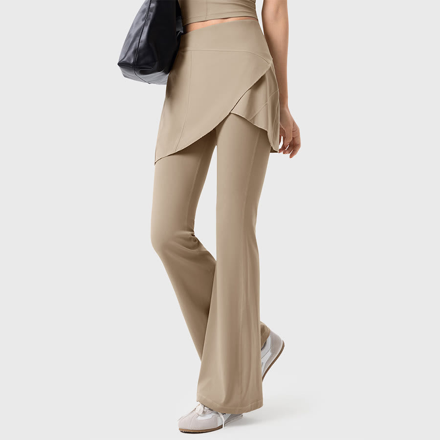 Pantaloni lunghi da donna Olivenorma Yoga a vita alta con gonna svasata. - image 11