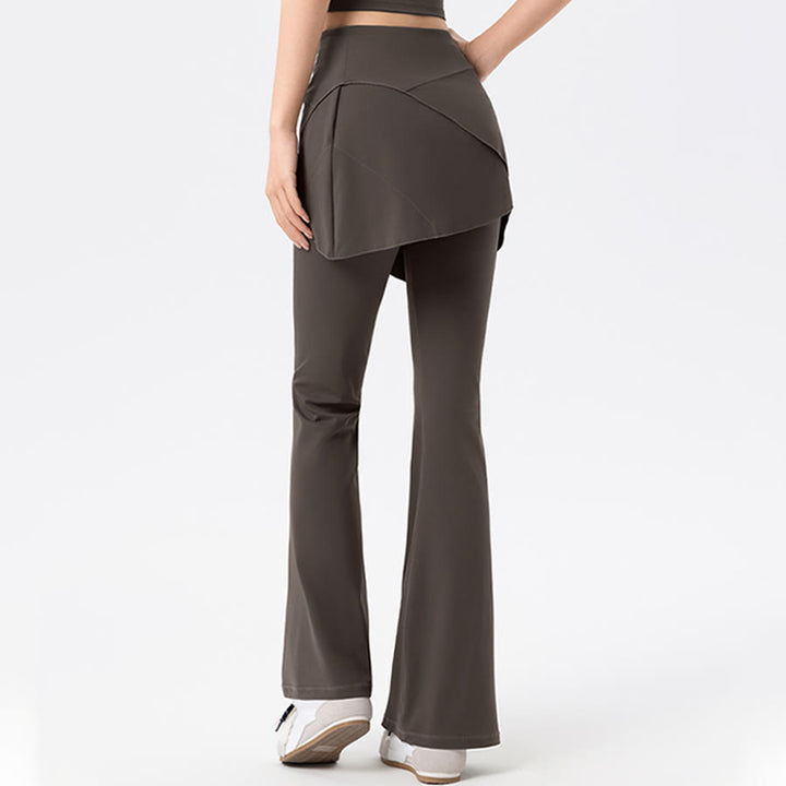 Pantaloni lunghi da donna Olivenorma Yoga a vita alta con gonna svasata. - image 7