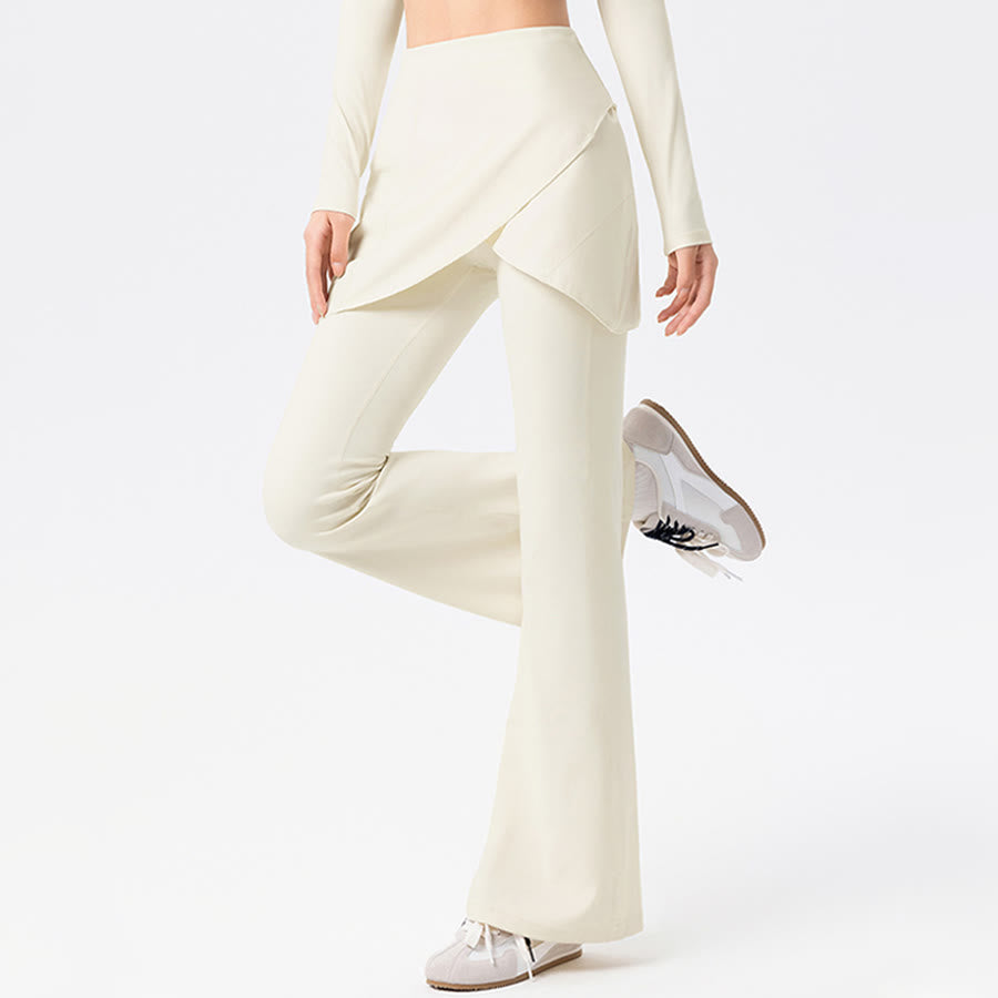 Pantaloni lunghi da donna Olivenorma Yoga a vita alta con gonna svasata. - image 15