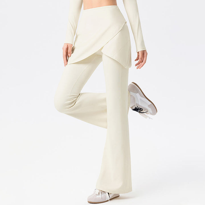 Pantaloni lunghi da donna Olivenorma Yoga a vita alta con gonna svasata. - image 15