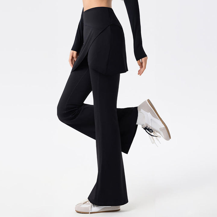 Pantaloni lunghi da donna Olivenorma Yoga a vita alta con gonna svasata. - image 1