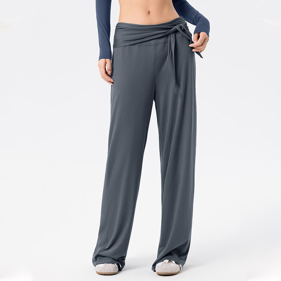 Pantaloni da yoga lunghi da donna Olivenorma a gamba larga, vita alta e cintura in vita. - image 3