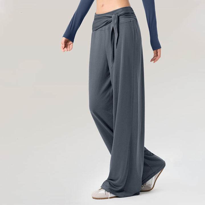 Pantaloni da yoga lunghi da donna Olivenorma a gamba larga, vita alta e cintura in vita. - Blu inchiostro - XL - image 0